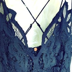 Free People *Lace-crochet* S Maxi Dress 🖤BLACK 🖤 BoHo Cute🫶